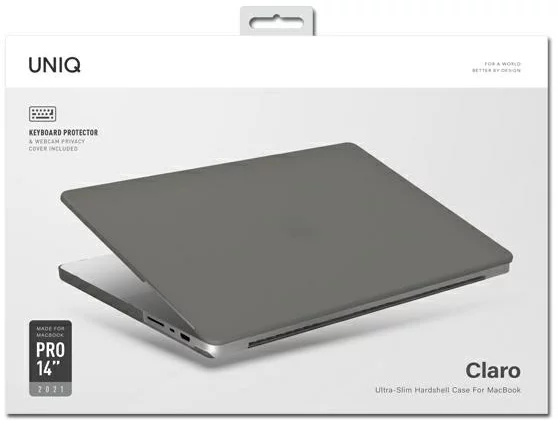 UNIQ CLARO ULTRA-SLIM HARDSHELL CASE FOR MACBOOK PRO 14'' 2021 | MATTE GREY